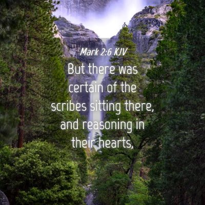 Picture 04 - Mark 2:6 KJV - But there was certain of the scribes sitting - Bible Verse Picture