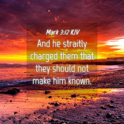 Picture 04 - Mark 3:12 KJV - And he straitly charged them that they should not - Bible Verse Picture