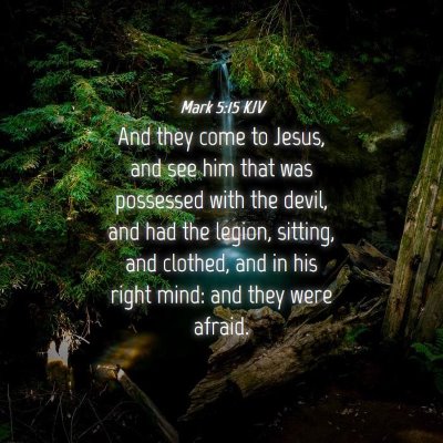 Picture 04 - Mark 5:15 KJV - And they come to Jesus, and see him that was - Bible Verse Picture