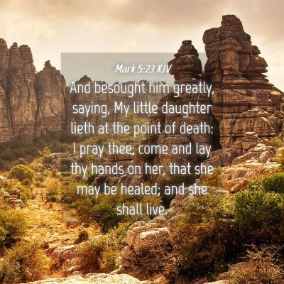 Picture 04 - Mark 5:23 KJV - And besought him greatly, saying, My little - Bible Verse Picture