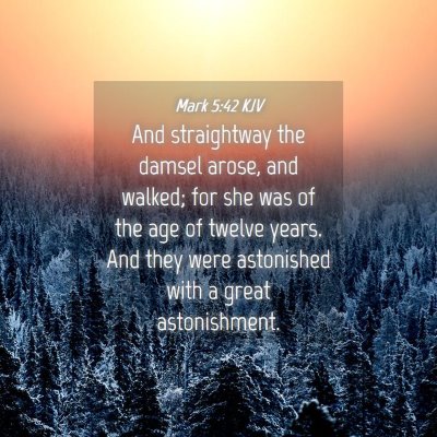 Picture 04 - Mark 5:42 KJV - And straightway the damsel arose, and walked; for - Bible Verse Picture