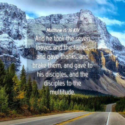 Picture 04 - Matthew 15:36 KJV - And he took the seven loaves and the fishes, and - Bible Verse Picture