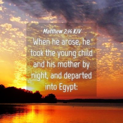 Picture 04 - Matthew 2:14 KJV - When he arose, he took the young child and his - Bible Verse Picture