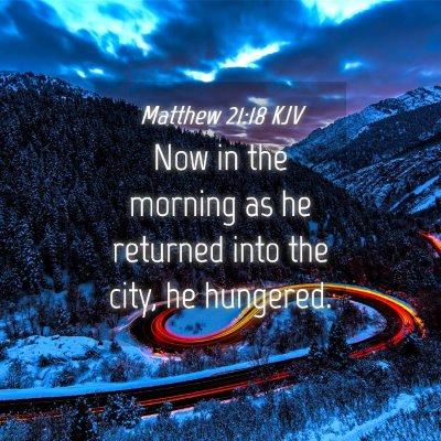 Picture 04 - Matthew 21:18 KJV - Now in the morning as he returned into the city, - Bible Verse Picture