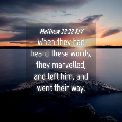 Picture 04 - Matthew 22:22 KJV - When they had heard these words, they marvelled, - Bible Verse Picture