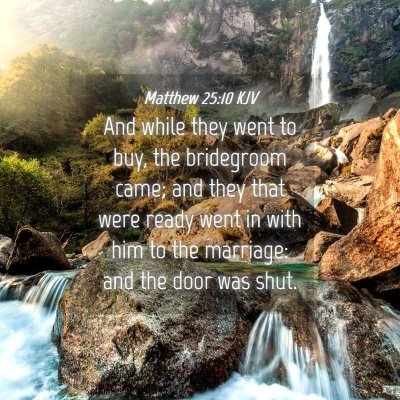 Picture 04 - Matthew 25:10 KJV - And while they went to buy, the bridegroom came; - Bible Verse Picture