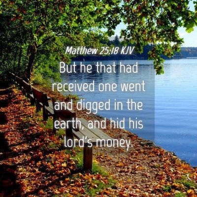 Picture 04 - Matthew 25:18 KJV - But he that had received one went and digged in - Bible Verse Picture