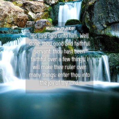 Picture 04 - Matthew 25:21 KJV - His lord said unto him, Well done, thou good and - Bible Verse Picture