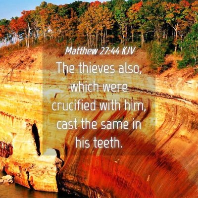 Picture 04 - Matthew 27:44 KJV - The thieves also, which were crucified with him, - Bible Verse Picture