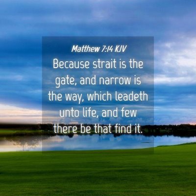Picture 04 - Matthew 7:14 KJV - Because strait is the gate, and narrow is the - Bible Verse Picture