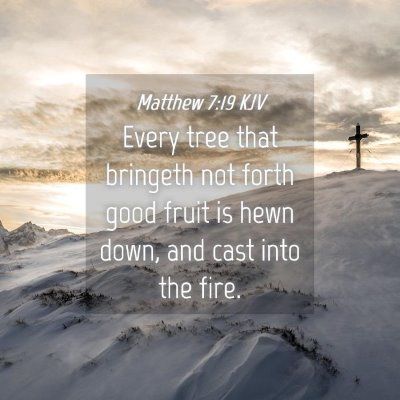 Picture 04 - Matthew 7:19 KJV - Every tree that bringeth not forth good fruit is - Bible Verse Picture