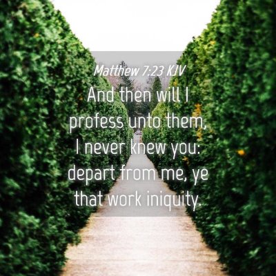 Picture 04 - Matthew 7:23 KJV - And then will I profess unto them, I never knew - Bible Verse Picture