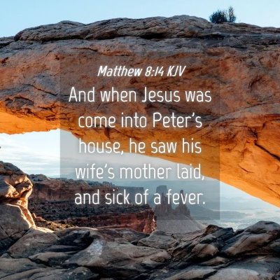 Picture 04 - Matthew 8:14 KJV - And when Jesus was come into Peter's house, he - Bible Verse Picture