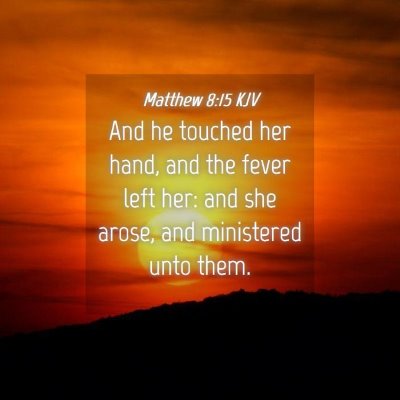 Picture 04 - Matthew 8:15 KJV - And he touched her hand, and the fever left her: - Bible Verse Picture