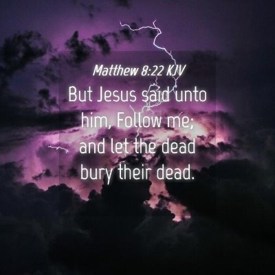 Picture 04 - Matthew 8:22 KJV - But Jesus said unto him, Follow me; and let the - Bible Verse Picture