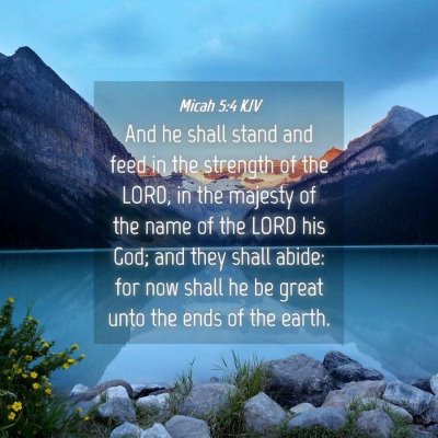 Picture 04 - Micah 5:4 KJV - And he shall stand and feed in the strength of - Bible Verse Picture