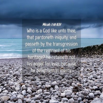 Picture 04 - Micah 7:18 KJV - Who is a God like unto thee, that pardoneth - Bible Verse Picture
