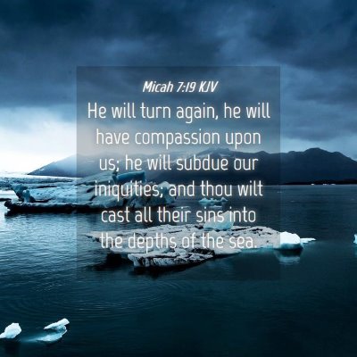 Picture 04 - Micah 7:19 KJV - He will turn again, he will have compassion upon - Bible Verse Picture