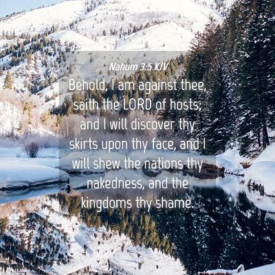 Picture 04 - Nahum 3:5 KJV - Behold, I am against thee, saith the LORD of - Bible Verse Picture