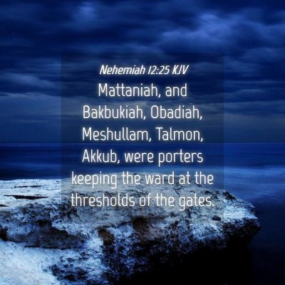 Picture 04 - Nehemiah 12:25 KJV - Mattaniah, and Bakbukiah, Obadiah, Meshullam, - Bible Verse Picture