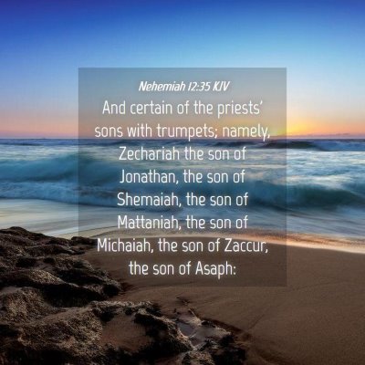 Picture 04 - Nehemiah 12:35 KJV - And certain of the priests' sons with trumpets; - Bible Verse Picture