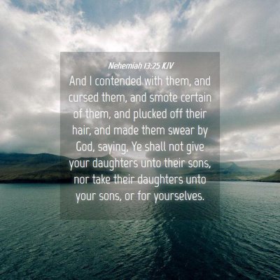 Picture 04 - Nehemiah 13:25 KJV - And I contended with them, and cursed them, and - Bible Verse Picture