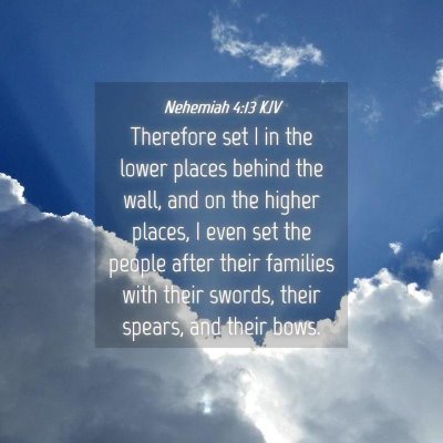 Picture 04 - Nehemiah 4:13 KJV - Therefore set I in the lower places behind the - Bible Verse Picture