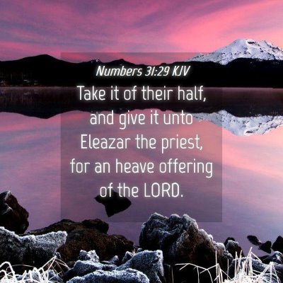 Picture 04 - Numbers 31:29 KJV - Take it of their half, and give it unto Eleazar - Bible Verse Picture