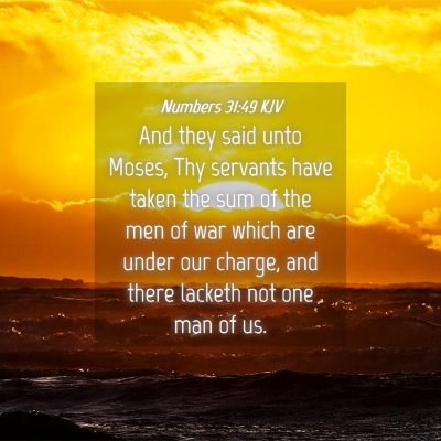 Picture 04 - Numbers 31:49 KJV - And they said unto Moses, Thy servants have taken - Bible Verse Picture