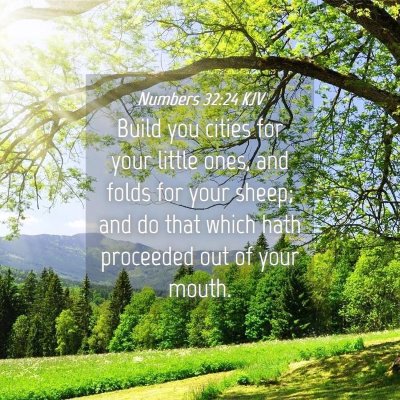 Picture 04 - Numbers 32:24 KJV - Build you cities for your little ones, and folds - Bible Verse Picture