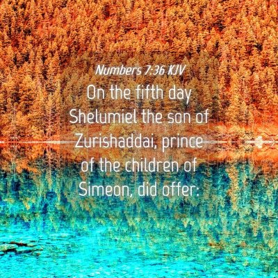 Picture 04 - Numbers 7:36 KJV - On the fifth day Shelumiel the son of - Bible Verse Picture
