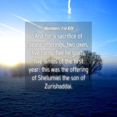 Picture 04 - Numbers 7:41 KJV - And for a sacrifice of peace offerings, two oxen, - Bible Verse Picture