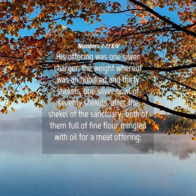 Picture 04 - Numbers 7:73 KJV - His offering was one silver charger, the weight - Bible Verse Picture