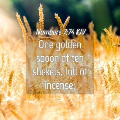 Picture 04 - Numbers 7:74 KJV - One golden spoon of ten shekels, full of - Bible Verse Picture
