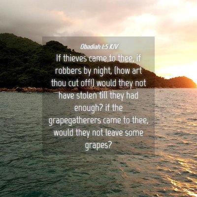 Picture 04 - Obadiah 1:5 KJV - If thieves came to thee, if robbers by night, - Bible Verse Picture
