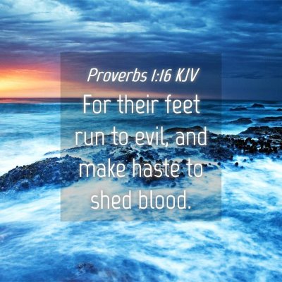 Picture 04 - Proverbs 1:16 KJV - For their feet run to evil, and make haste to - Bible Verse Picture
