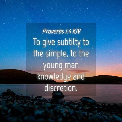 Picture 04 - Proverbs 1:4 KJV - To give subtilty to the simple, to the young man - Bible Verse Picture