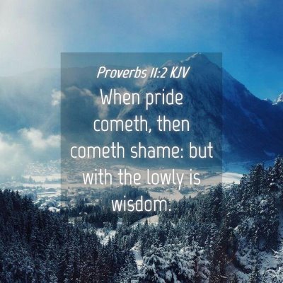 Picture 04 - Proverbs 11:2 KJV - When pride cometh, then cometh shame: but with - Bible Verse Picture