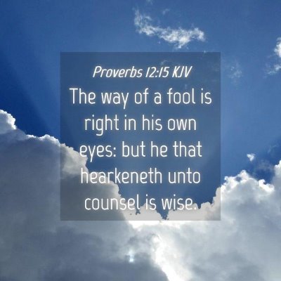 Picture 04 - Proverbs 12:15 KJV - The way of a fool is right in his own eyes: but - Bible Verse Picture