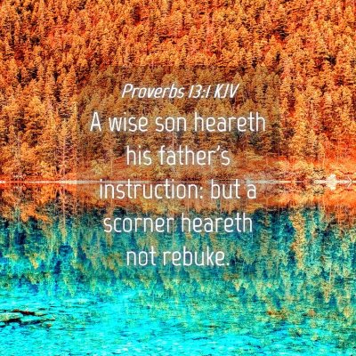 Picture 04 - Proverbs 13:1 KJV - A wise son heareth his father's instruction: but - Bible Verse Picture