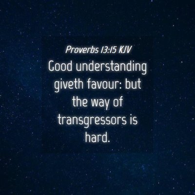 Picture 04 - Proverbs 13:15 KJV - Good understanding giveth favour: but the way of - Bible Verse Picture