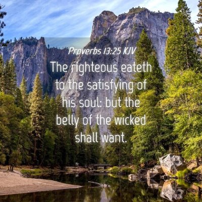 Picture 04 - Proverbs 13:25 KJV - The righteous eateth to the satisfying of his - Bible Verse Picture