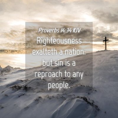 Picture 04 - Proverbs 14:34 KJV - Righteousness exalteth a nation: but sin is a - Bible Verse Picture
