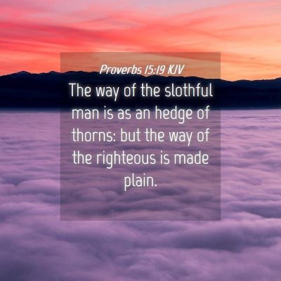 Picture 04 - Proverbs 15:19 KJV - The way of the slothful man is as an hedge of - Bible Verse Picture