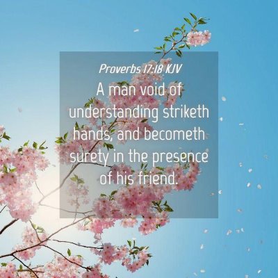 Picture 04 - Proverbs 17:18 KJV - A man void of understanding striketh hands, and - Bible Verse Picture
