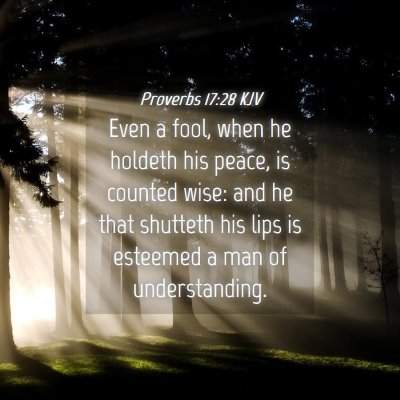 Picture 04 - Proverbs 17:28 KJV - Even a fool, when he holdeth his peace, is - Bible Verse Picture