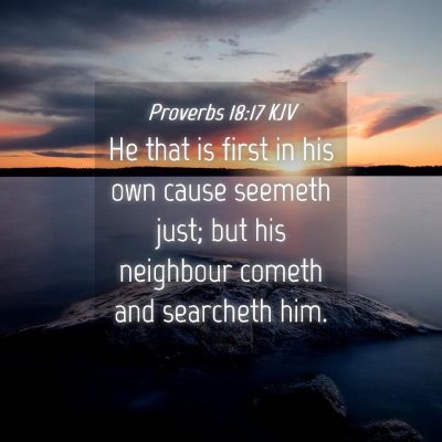 Picture 04 - Proverbs 18:17 KJV - He that is first in his own cause seemeth just; - Bible Verse Picture