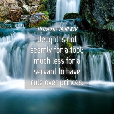 Picture 04 - Proverbs 19:10 KJV - Delight is not seemly for a fool; much less for a - Bible Verse Picture