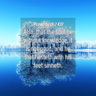 Picture 04 - Proverbs 19:2 KJV - Also, that the soul be without knowledge, it is - Bible Verse Picture