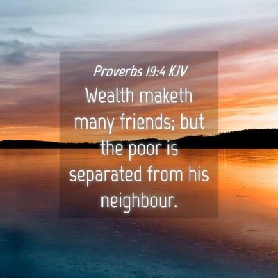 Picture 04 - Proverbs 19:4 KJV - Wealth maketh many friends; but the poor is - Bible Verse Picture